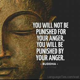 You will not be punished for your anger, you will be punished by your anger.