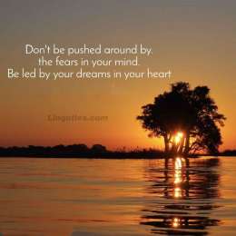 Don't be pushed around by the fears in your mind. Be led by the dreams in your heart.