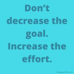 don't decrease the goal increase the effort.