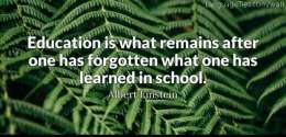 Education is what remains after one has forgotten what one has learned in school. 