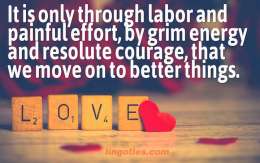 It is only through labor and painful effort, by grim energy and resolute courage, that we move on to better things.