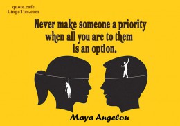 Never make someone a priority when all you are to them is an option.