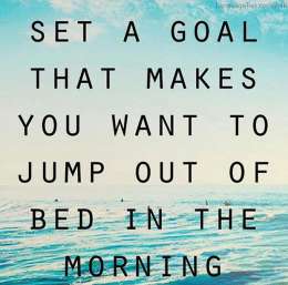 Set a goal that makes you want to jump out of bed in the morning. 