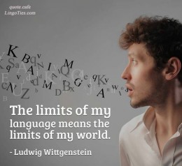 The limits of my language means the limits of my world.